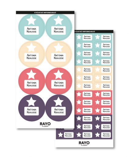 Etiquetas para Viandas y Botellas | Círculo L + Rectangular M | Etiquetas impermeables para objetos