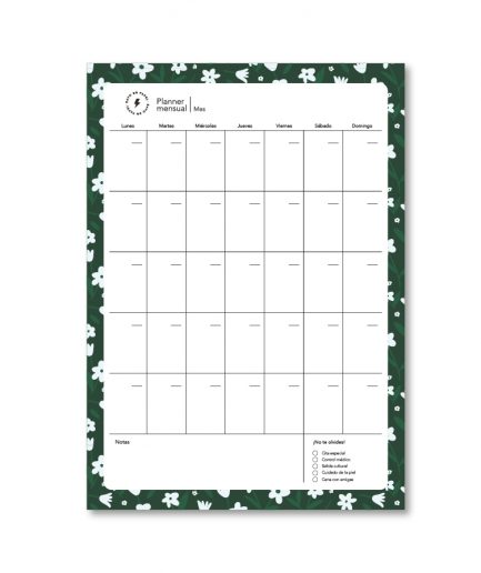 Planner mensual vertical A3 | Flores del bosque