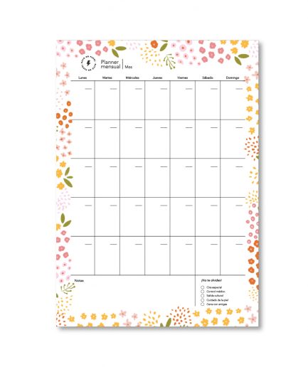 Planner mensual vertical A3 | Flores de primavera