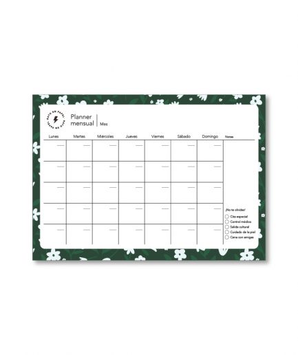 Planner mensual A4 | Flores del bosque