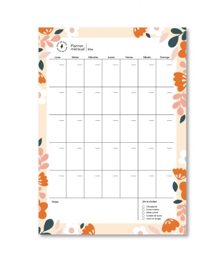 Planner mensual vertical A3 | Floral
