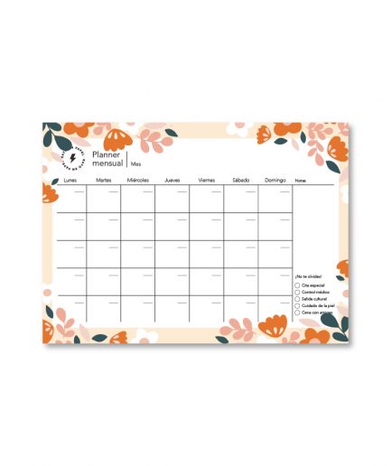 Planner mensual A4 | Floral