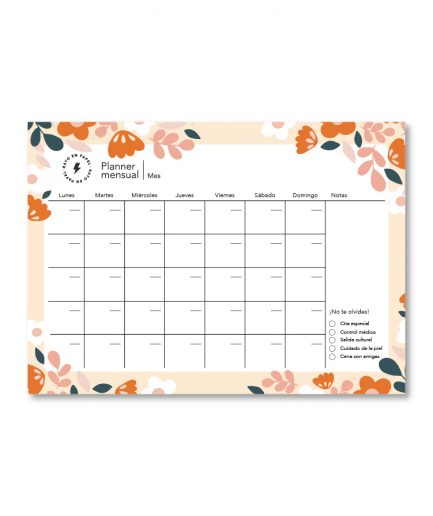 Planner mensual A3 | Floral