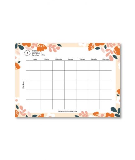 Planner semanal familiar A4 | Floral