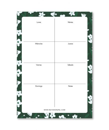 Planner semanal minimalista A4 | Flores del bosque