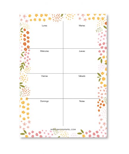 Planner semanal minimalista A4 | Flores de primavera