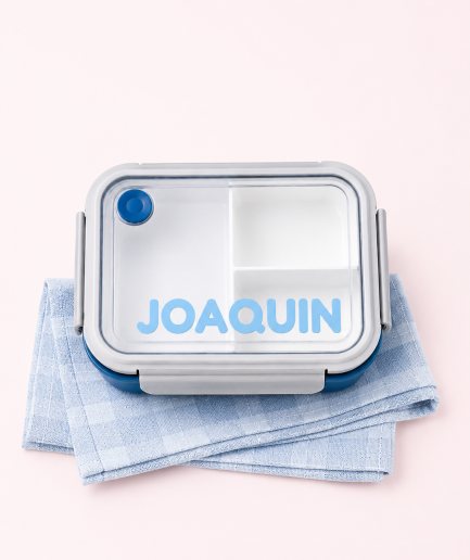 VIANDA PERSONALIZADA Rectangular 3 divisiones desmontable COLOR AZUL Msure