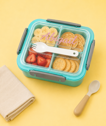 VIANDA PERSONALIZADA desmontable con tenedor COLOR VERDE