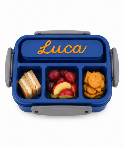 VIANDA PERSONALIZADA estuche con 4 divisiones COLOR AZUL Msure